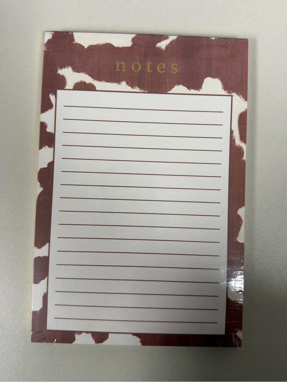 Lady JAYNE Brown White Cow’s Hide Gold Tone Guilded Pages Lined Notepad